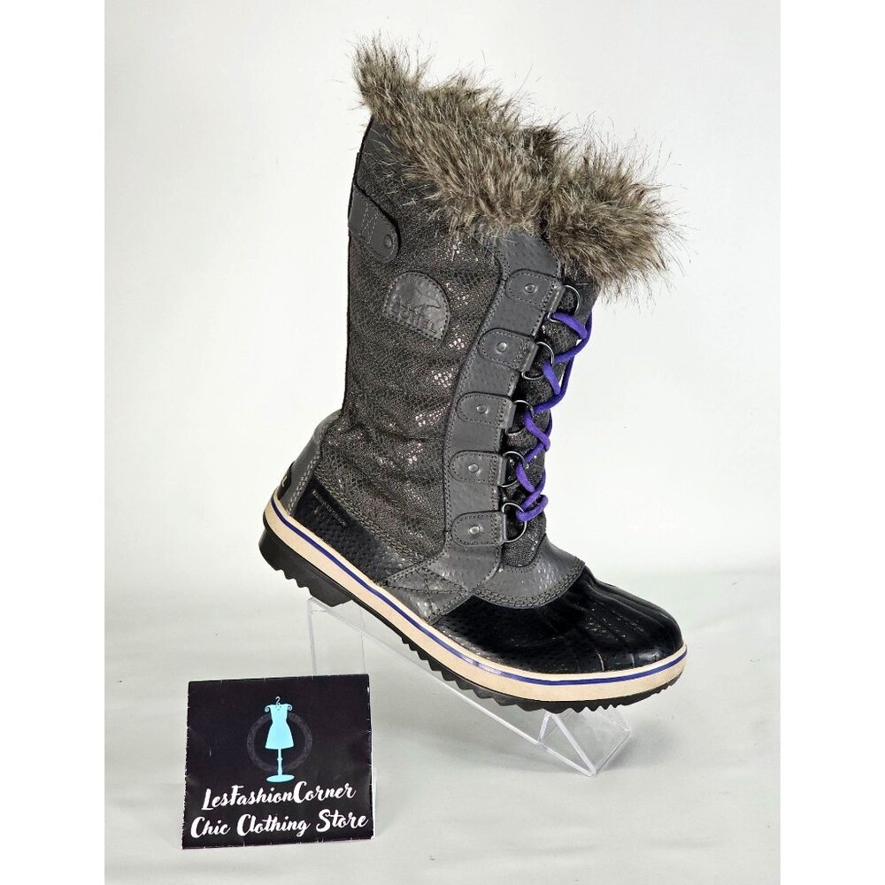 Sorel Women's Gray Tofino II Boots Tall Lace Winter Faux Fur Waterproof Sz 9 337 - Picture 12 of 15
